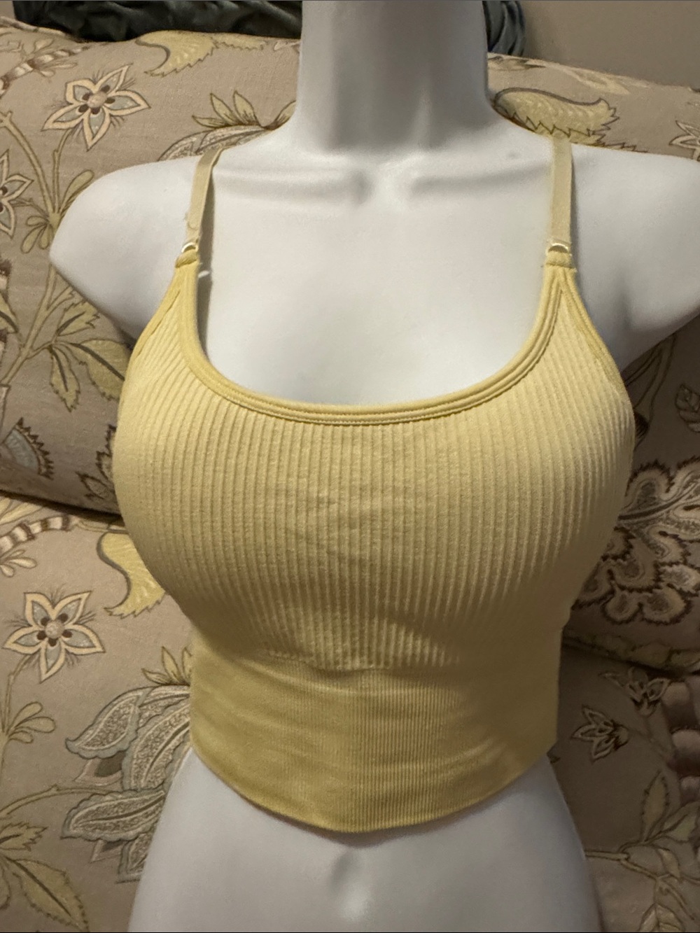 Ribbed Yellow Athletic Crop Top - Women
